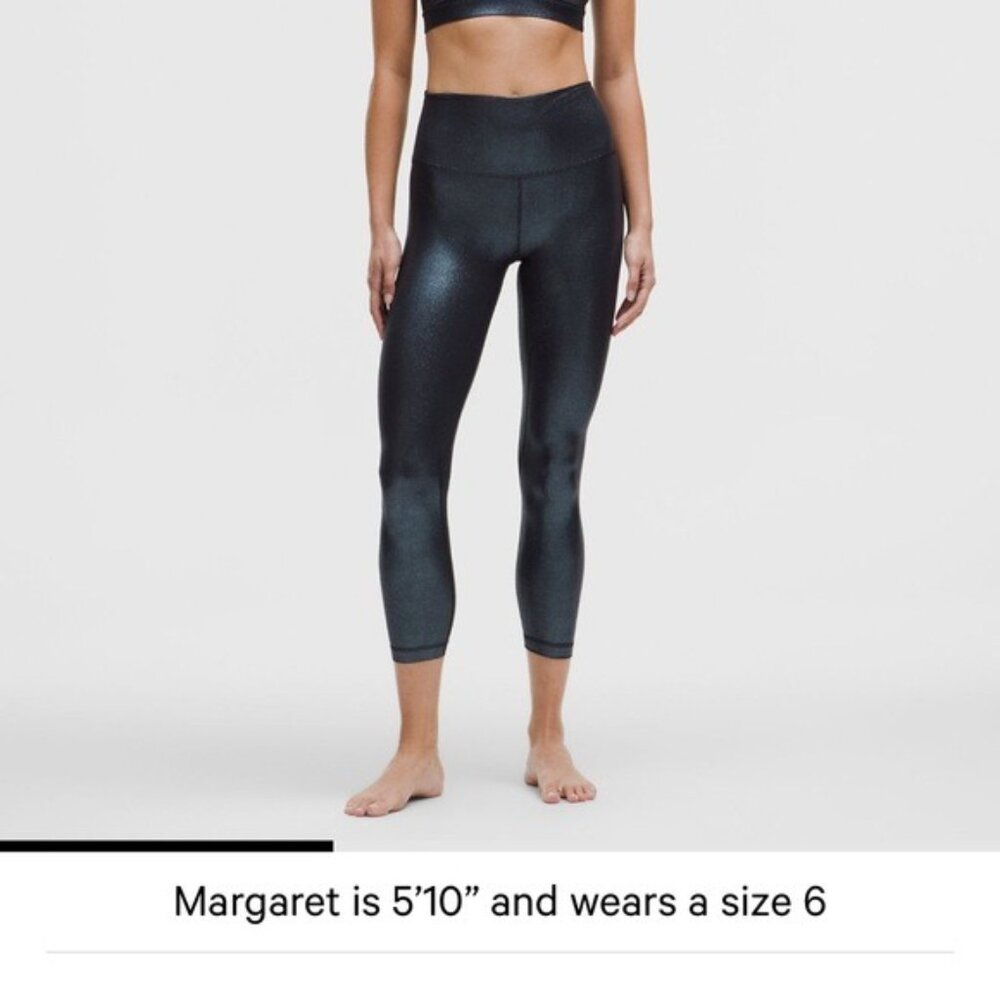 NWT 🖤 Lululemon High Rise Ribbed Align Leggings 25”- Radiate Foil Black Night 8 - Picture 4 of 7